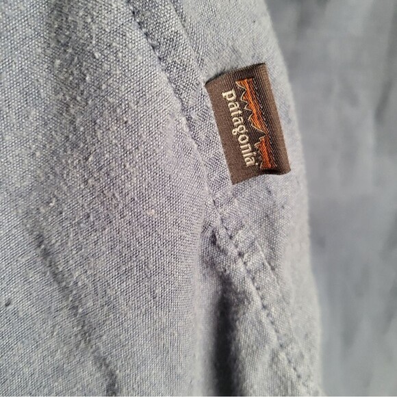 Patagonia Chambray Short Sleeve Snap Button Up Western Blue Wash Hemp XXL - Picture 2 of 8